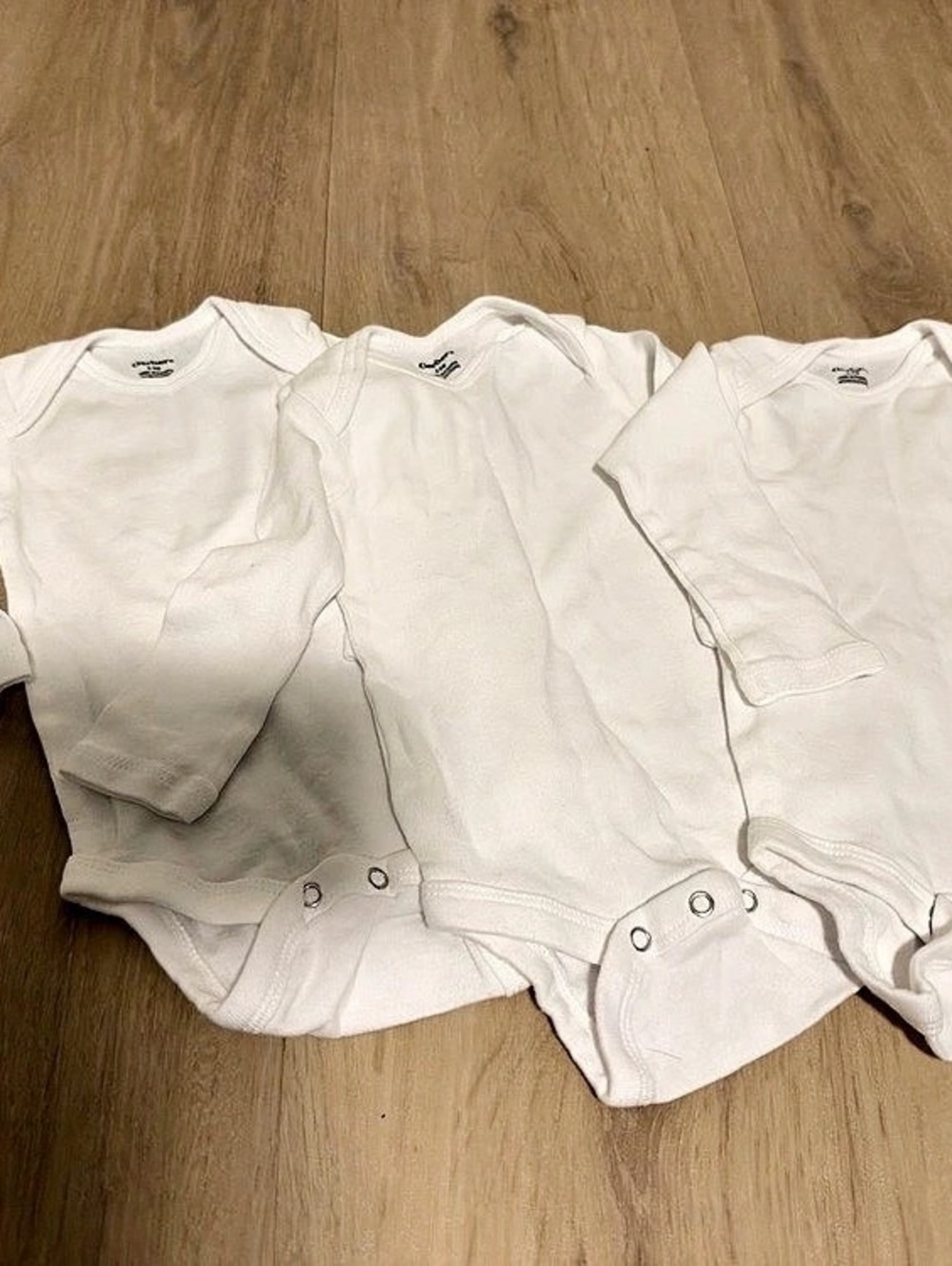 Gerber Long Sleeve White Onesies Bodysuits 3-Pack